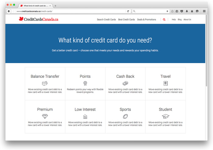 Compare Credit Cards on CreditCardsCanada.ca